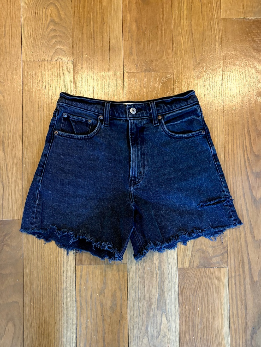 Abercrombie & Fitch Black Raw-Hem Denim Shorts